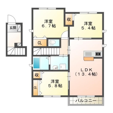 シャーメゾンサンフローリッシュ＋plus 201の間取り図