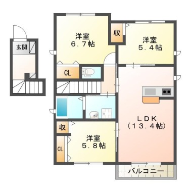 シャーメゾンサンフローリッシュ+plus 203の間取り図