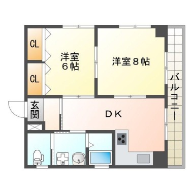 東吉野町 マンション 2DK 206の間取り図