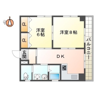 東吉野町 マンション 2DK 306の間取り図