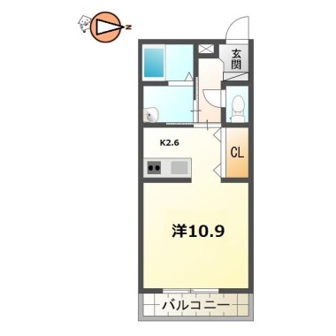 南佐古八番町 マンション 1R 102の間取り図