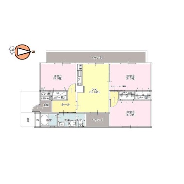 南佐古四番町 マンション 3LDK 103の間取り図