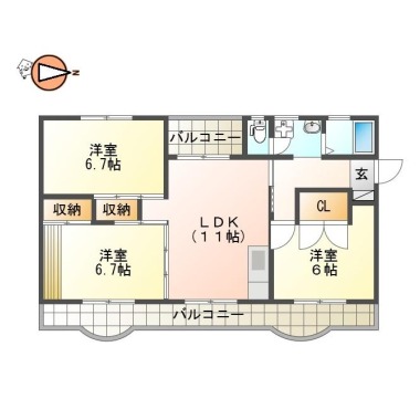 南佐古四番町 マンション 3LDK 302の間取り図