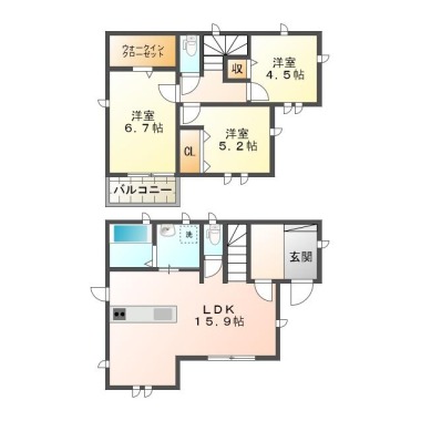 南矢三町 一戸建て 3LDK IIIの間取り図