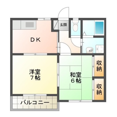 南矢三町 アパート 2DK 101の間取り図