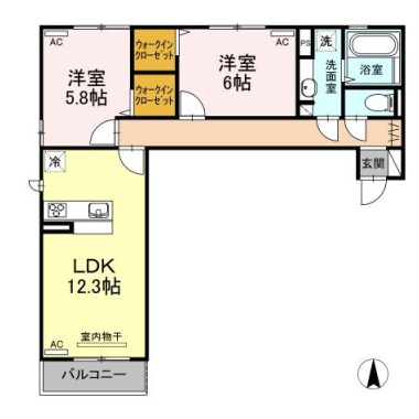 リーリエ中吉野 202の間取り図