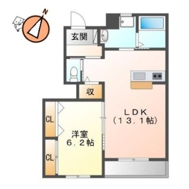 カネハナコートII番館 103の間取り図