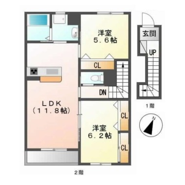 カネハナコートII番館 203の間取り図