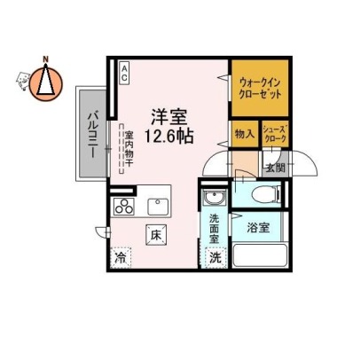 グリンセル新蔵 102の間取り図