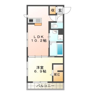 南二軒屋町 アパート 1LDK 301の間取り図