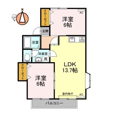 セジュール園木B棟 B201の間取り図