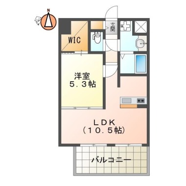 西二軒屋町 マンション 1LDK 201の間取り図
