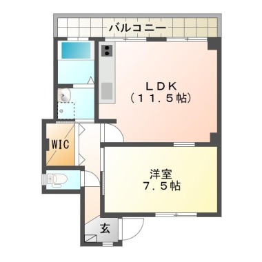 南佐古一番町 マンション 1LDK 1Fの間取り図