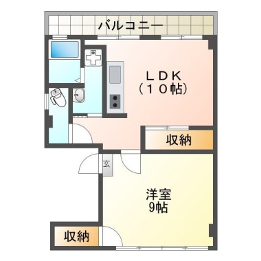 南佐古一番町 マンション 1LDK 2Fの間取り図