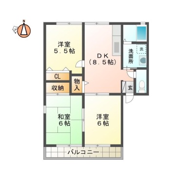 名東町 アパート 3DK E209の間取り図