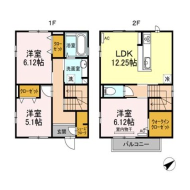 カーサ・コモダ・上吉野 D1の間取り図