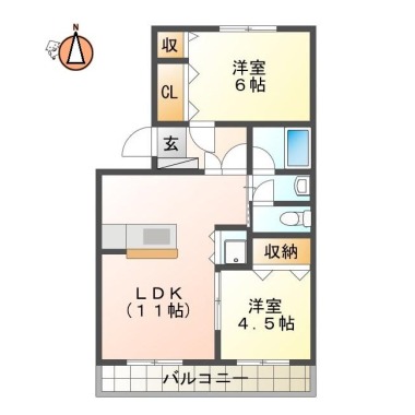 矢上 マンション 2LDK 101の間取り図