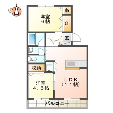 矢上 マンション 2LDK 105の間取り図