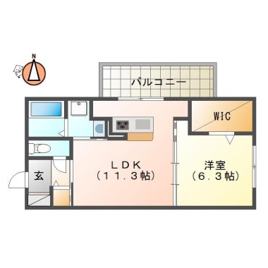 北田宮 マンション 1LDK 101の間取り図