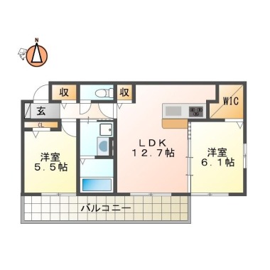 北田宮 アパート 2LDK 302の間取り図