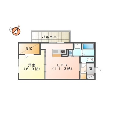 北田宮 アパート 1LDK 305の間取り図