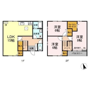 八万町 アパート 3LDK A2の間取り図