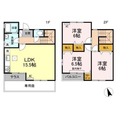 八万町 アパート 3LDK H3の間取り図