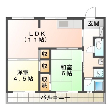 南佐古五番町 マンション 2LDK 202の間取り図