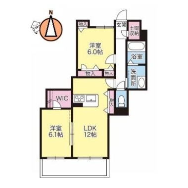 プロヌーブ北矢三B棟 106の間取り図