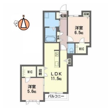 プロヌーブ北矢三B棟 205の間取り図