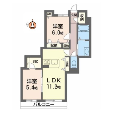 プロヌーブ北矢三B棟 206の間取り図