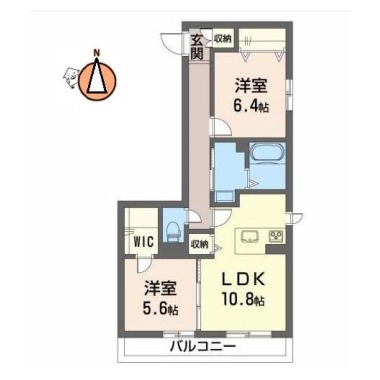 プロヌーブ北矢三B棟 208の間取り図