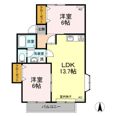 セジュール園木A棟 A101の間取り図