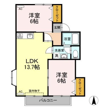 セジュール園木A棟 A104の間取り図