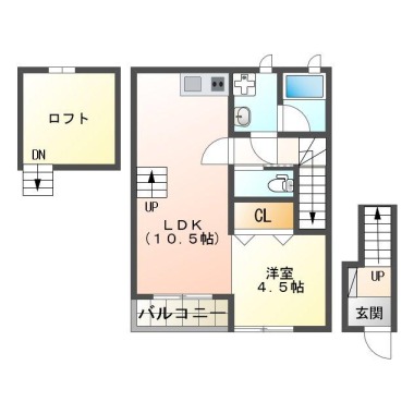 南蔵本町 アパート 1LDK 201の間取り図