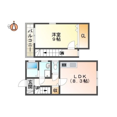 南矢三町 アパート 1LDK 101の間取り図