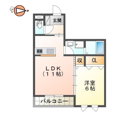 蔵本元町 マンション 1LDK 101の間取り図