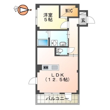 蔵本元町 マンション 1LDK 206の間取り図