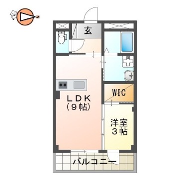 蔵本元町 マンション 1LDK 303の間取り図