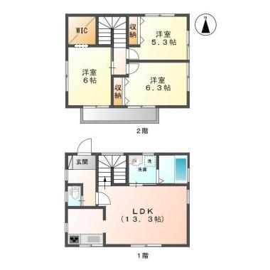 ル・クレール南田宮B・C B5の間取り図