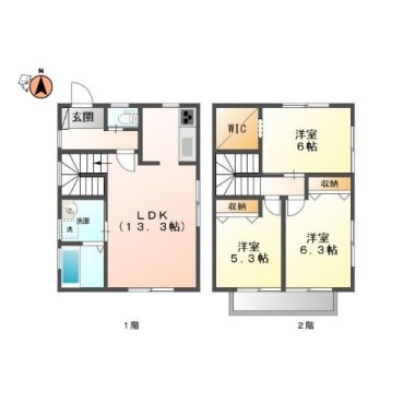 ル・クレール南田宮B・C C3の間取り図