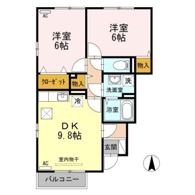 コスモスクエアB B101の間取り図