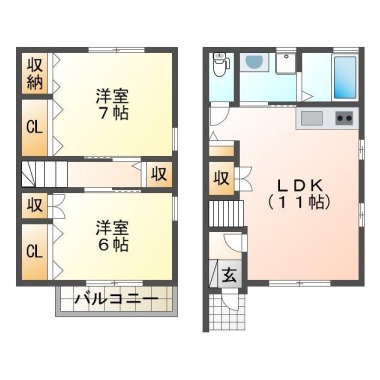 サンステージ北田宮 Eの間取り図