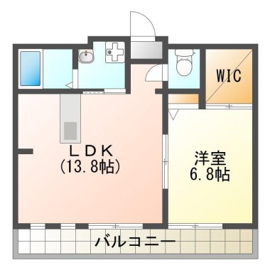 北田宮 アパート 1LDK 202の間取り図