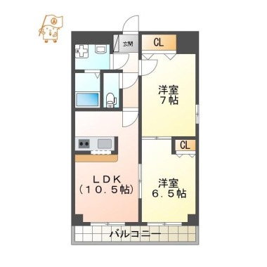 佐古六番町 マンション 2LDK 1003の間取り図