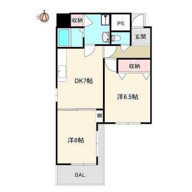 佐古六番町 マンション 2DK 401の間取り図