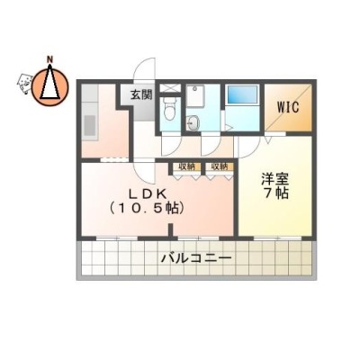 佐古六番町 マンション 1LDK 405の間取り図