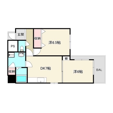 佐古六番町 マンション 2DK 601の間取り図