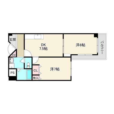 佐古六番町 マンション 2DK 802の間取り図