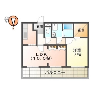 佐古六番町 マンション 1LDK 805の間取り図